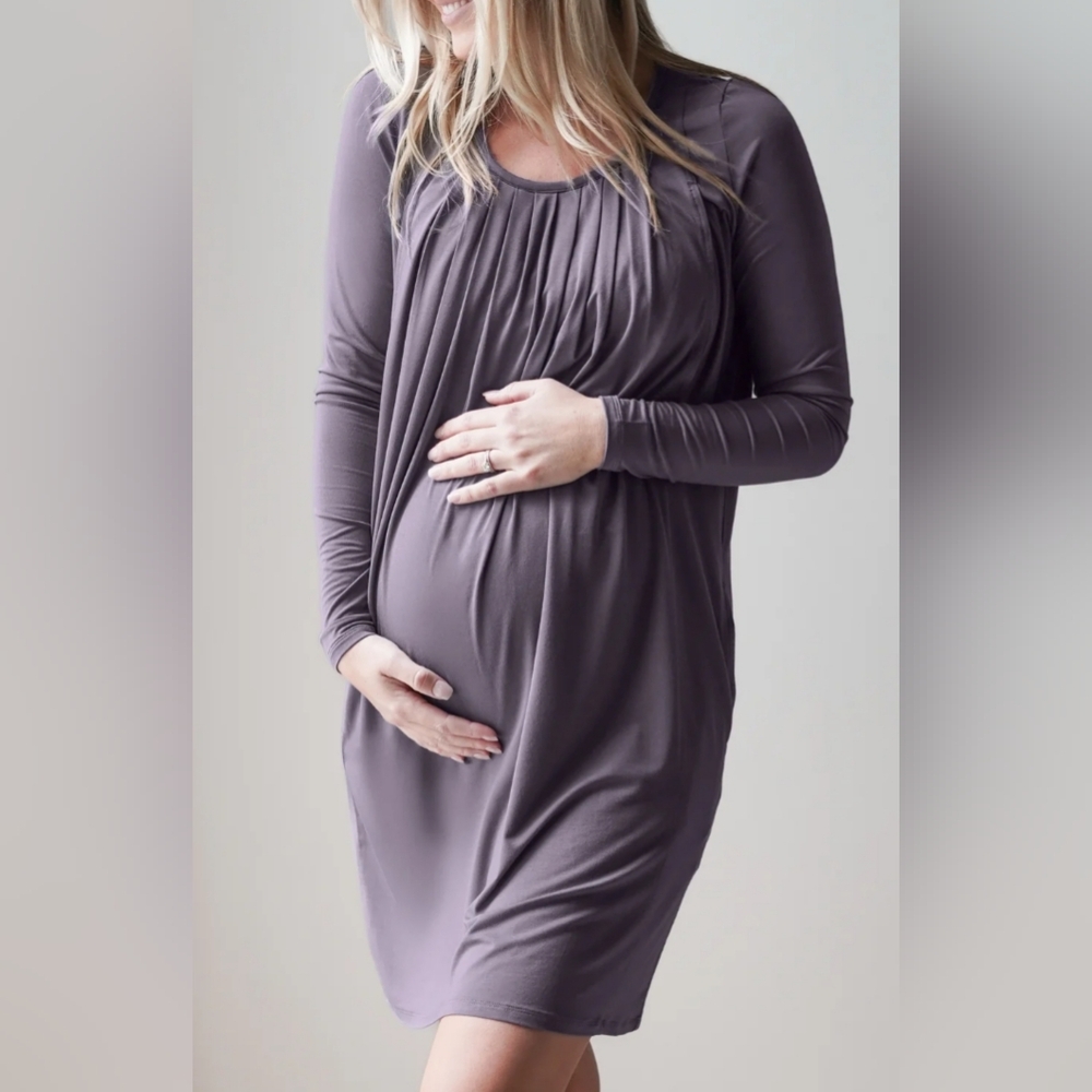 Kindred Bravely Quinn Long Sleeve Maternity & Nursing Nightgown Size Medium
